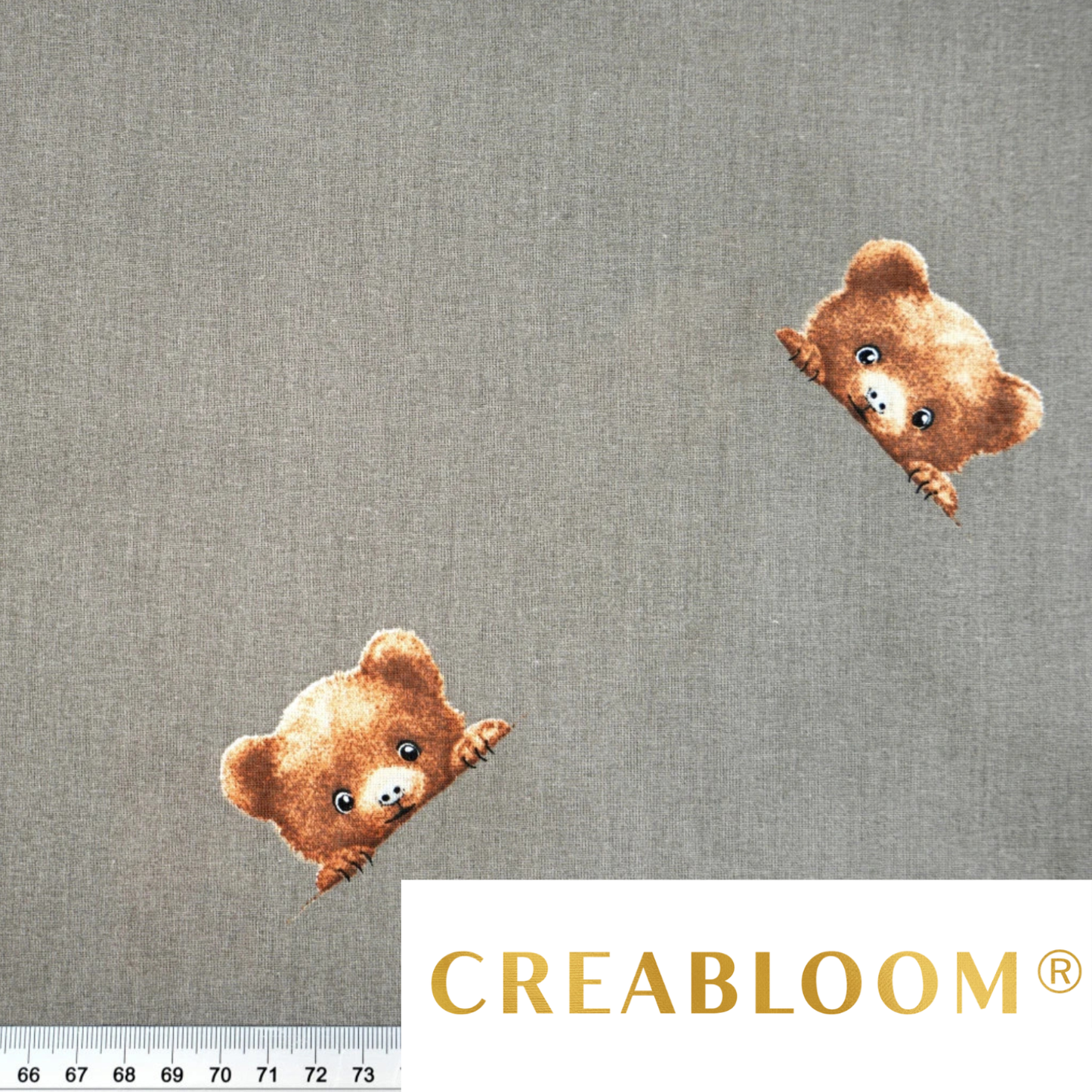 Tela de algodón con estampado de osito de peluche