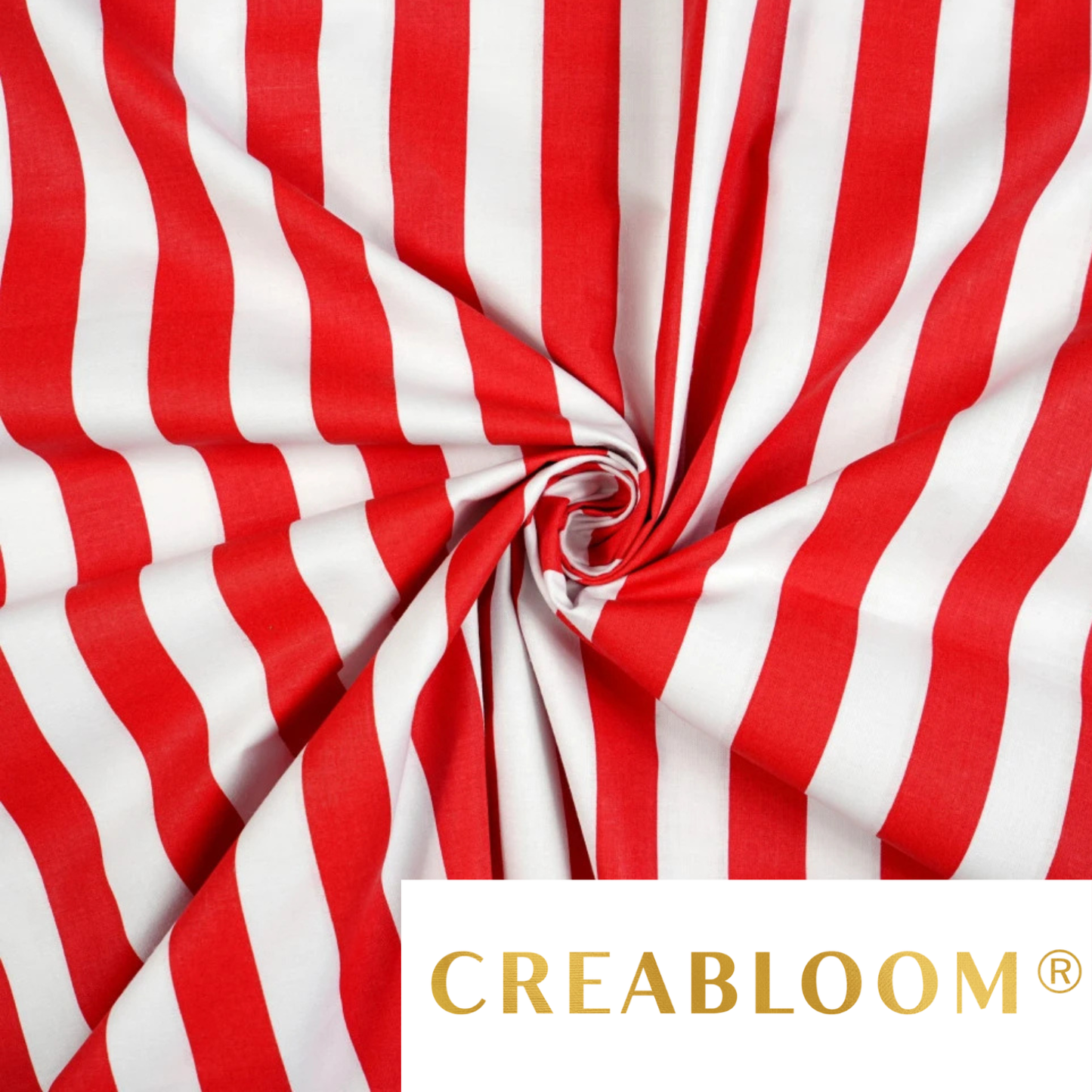Tissu coton imprimé rayures blanc et rouge