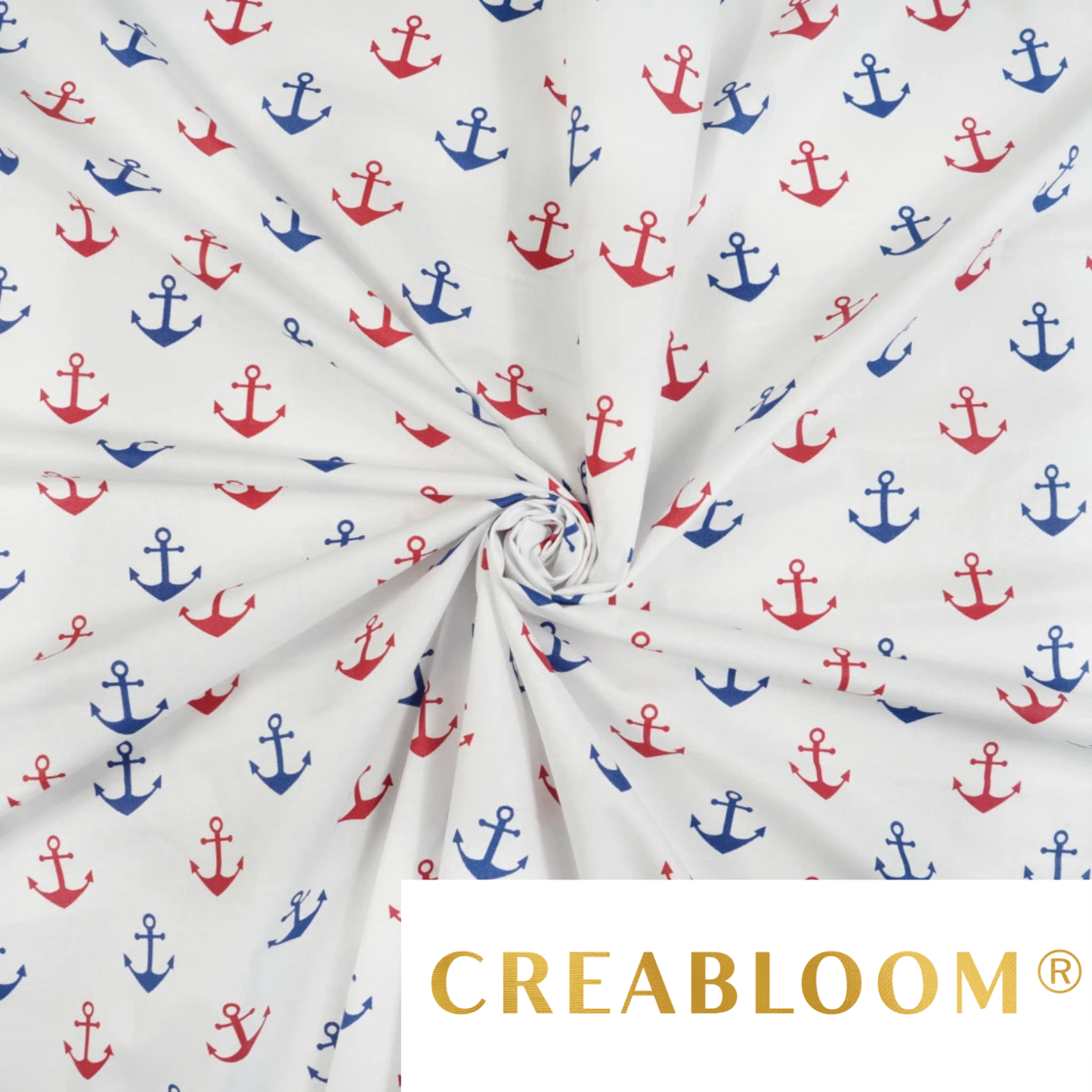 Tela de algodón con estampado de ancla de barco