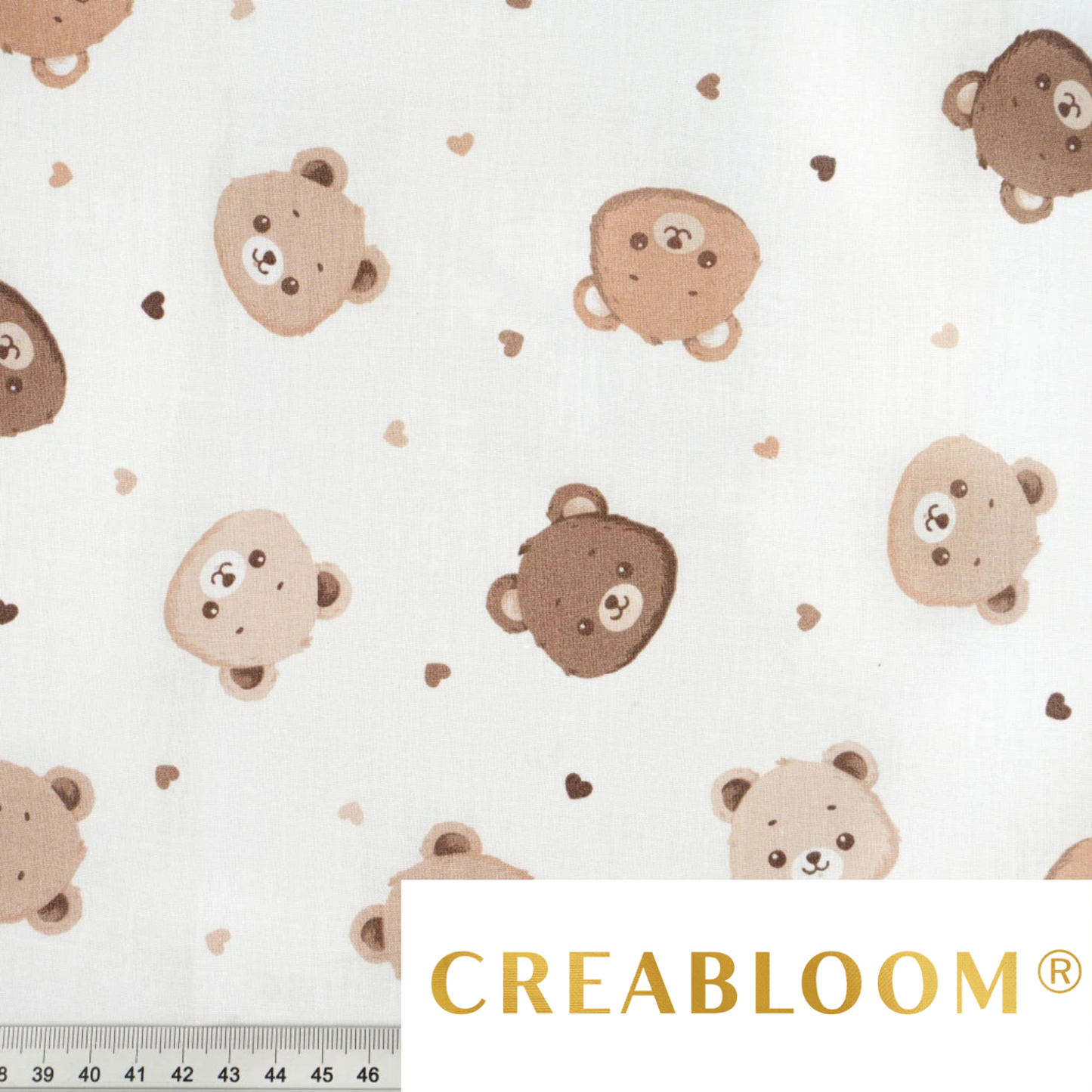 Tela de algodón con estampado de osito de peluche