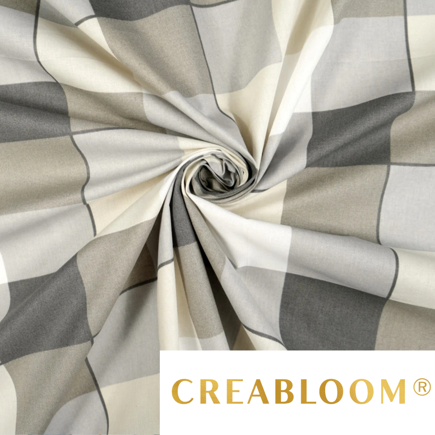 Tissu coton Motif carreaux gris et beige