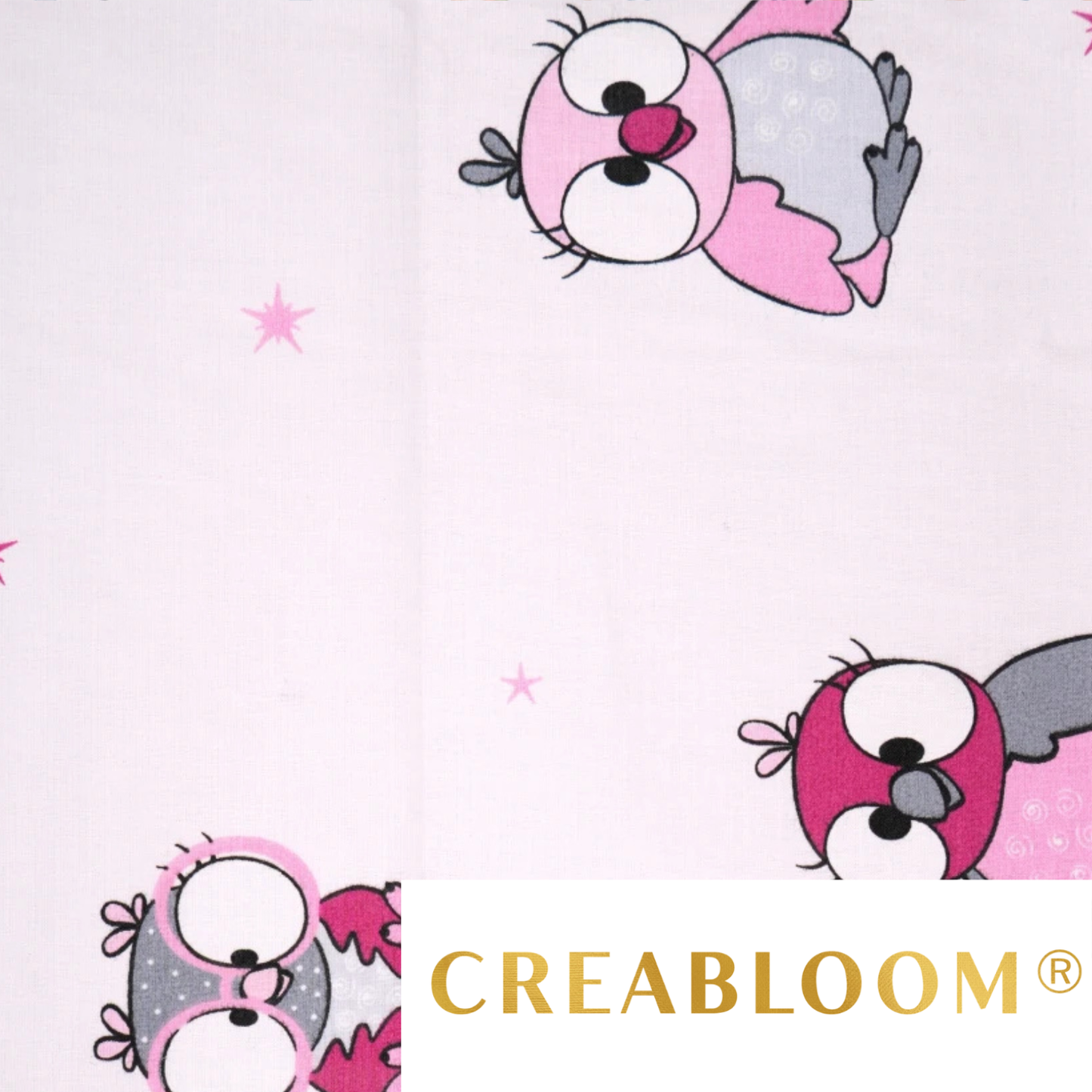 Tissu coton Motif hiboux fond rose clair