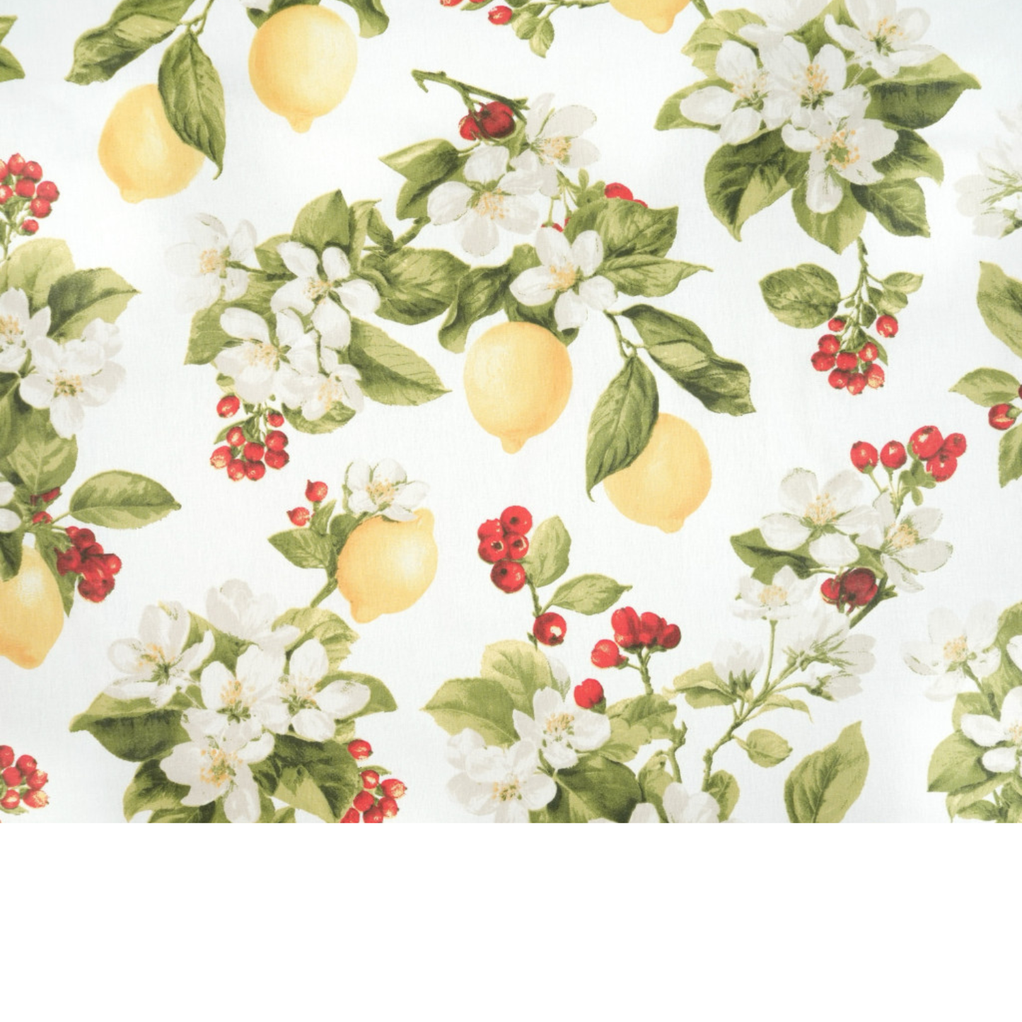 Tissu coton Motif fleurs et citrons