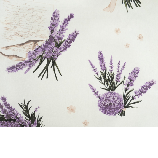 Tissu coton Motif grandes fleurs lavande
