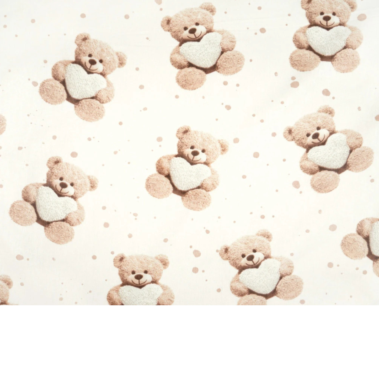 Tissu coton Motif oursons avec cœurs fond écru
