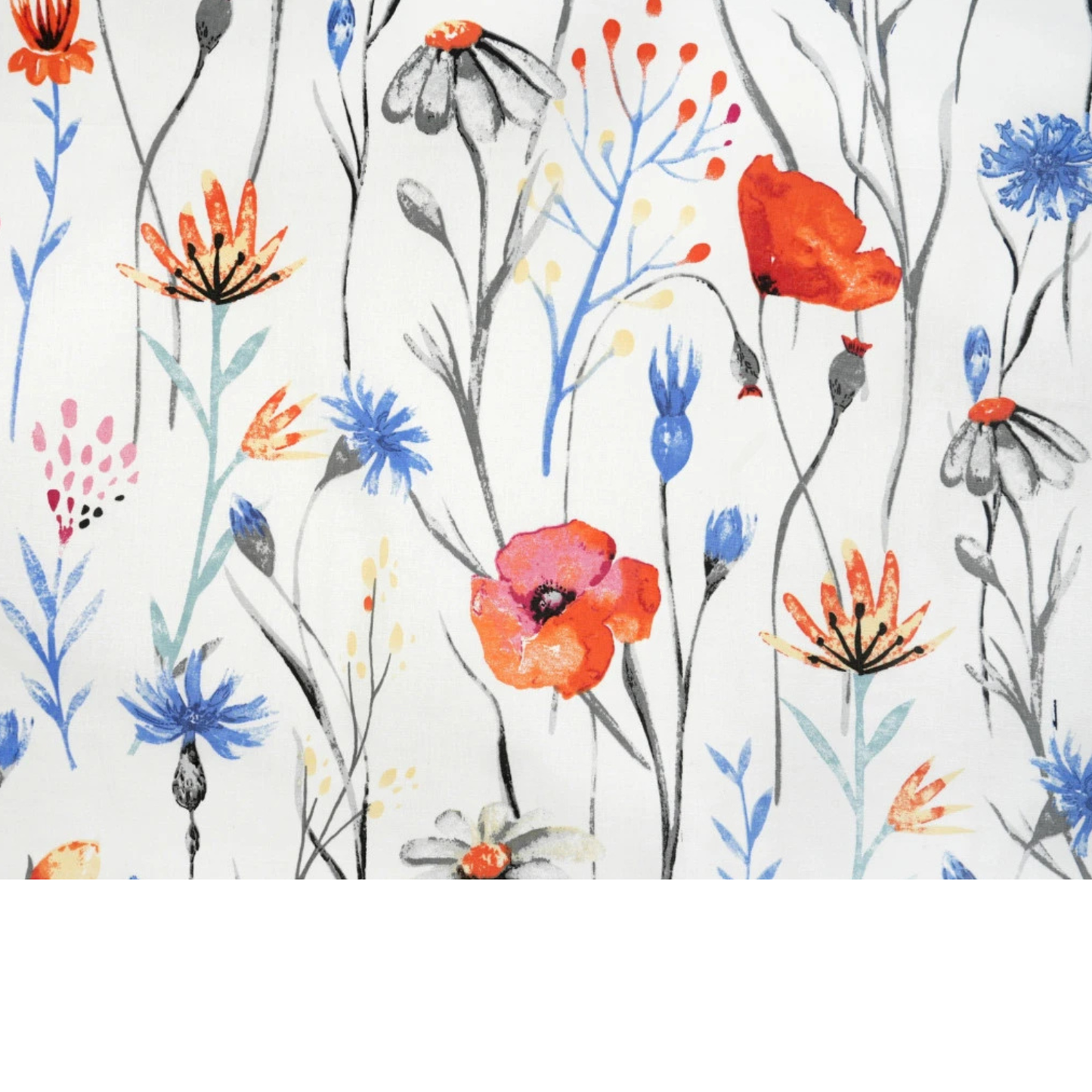 Tela de algodón estampada con flores grandes.