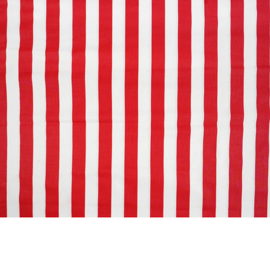 Tissu coton imprimé rayures blanc et rouge