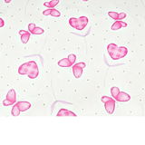 Tissu Coton Motif Coeurs Et Papillons - Rose