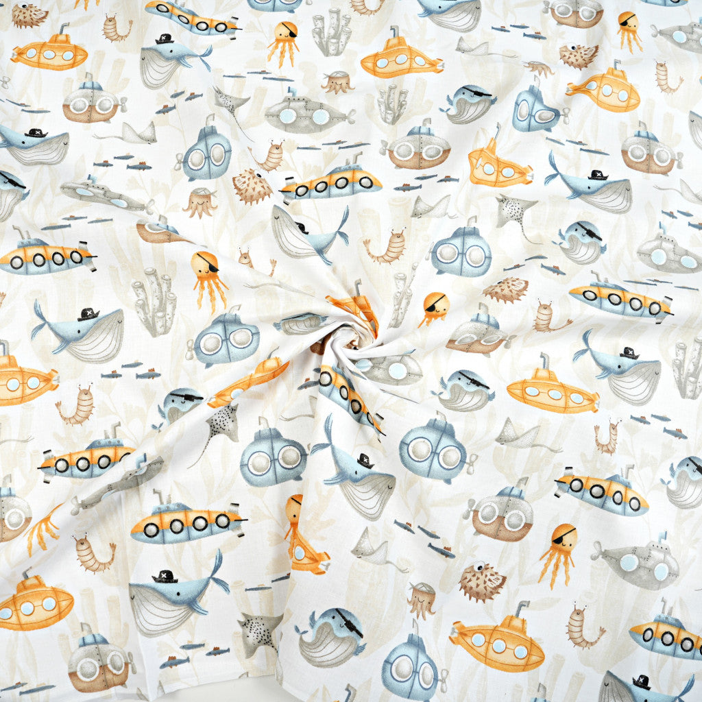 Tissu coton Motif animaux de la mer