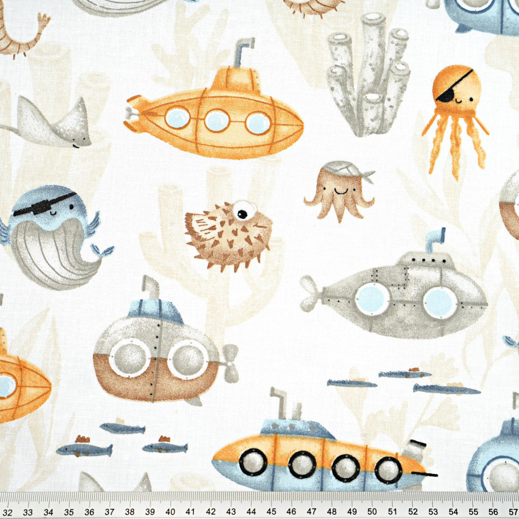 Tissu coton Motif animaux de la mer