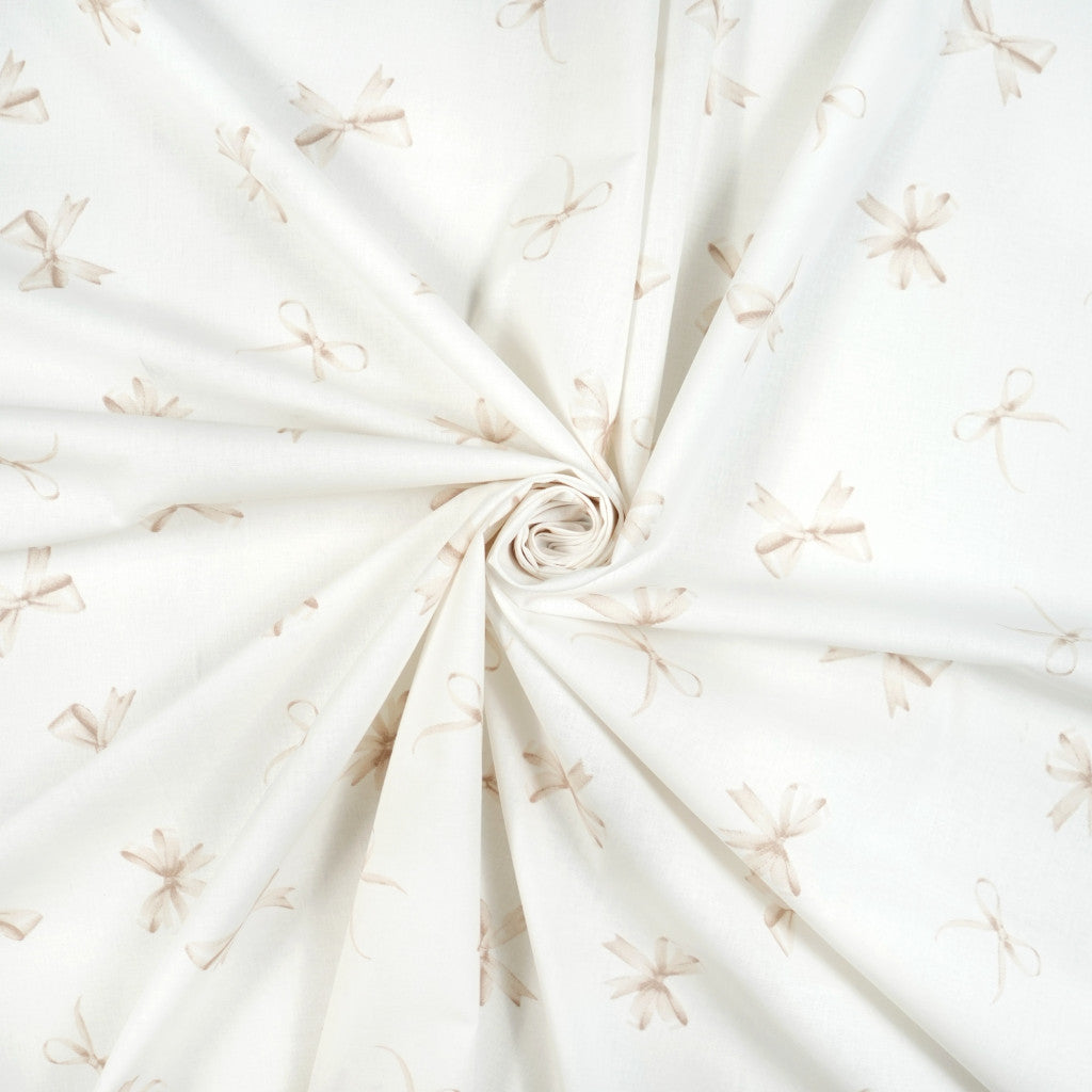 Tissu coton Motif nœuds beige