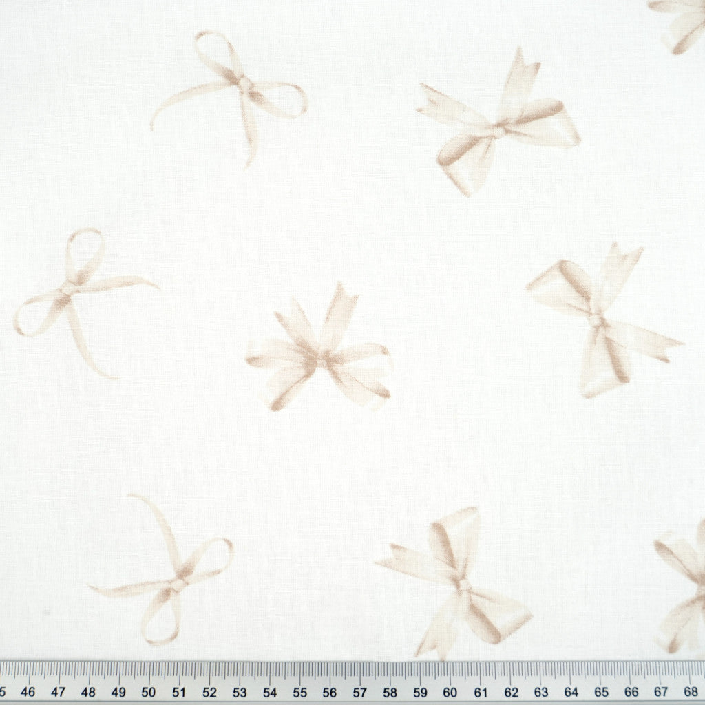 Tissu coton Motif nœuds beige