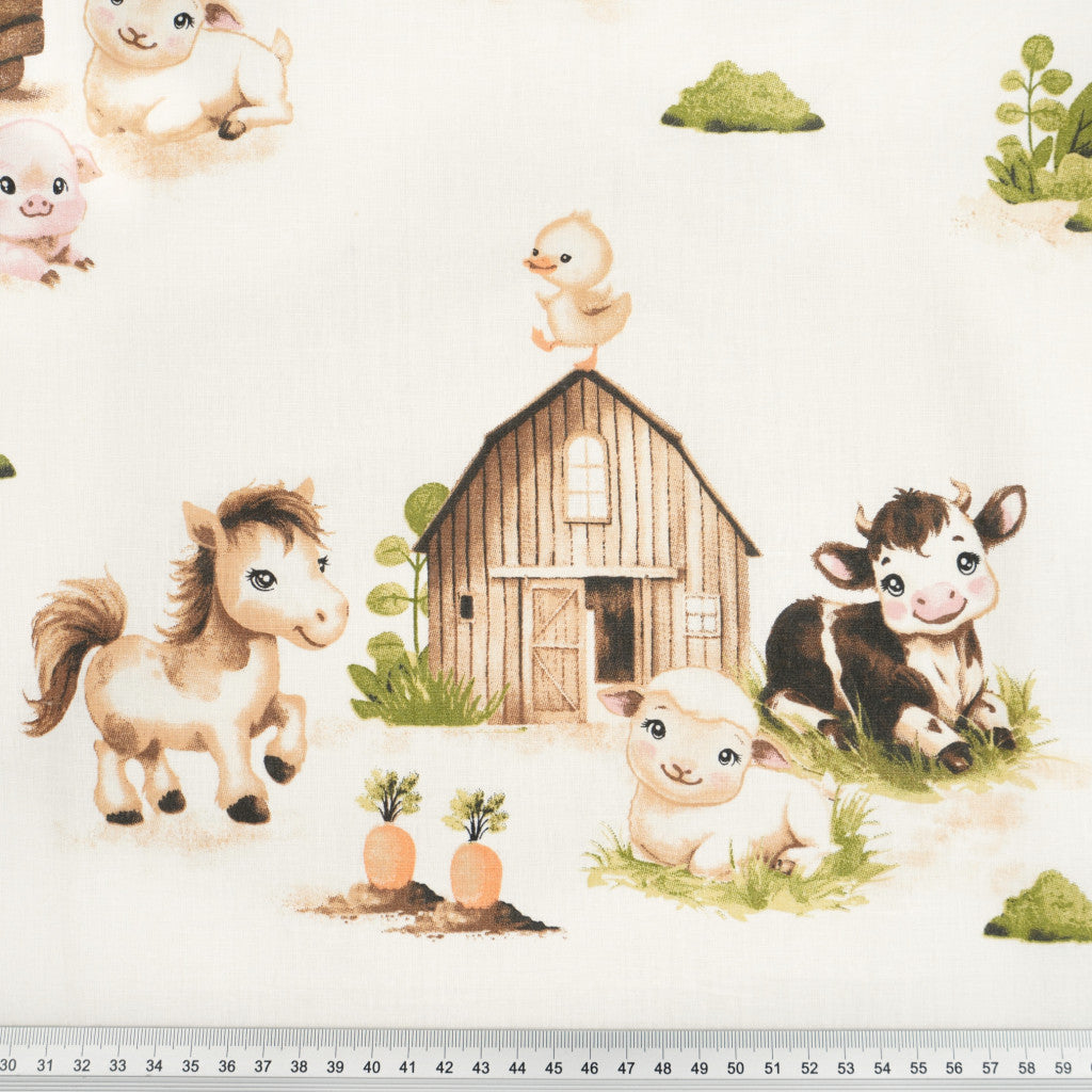 Tissu coton Motif animaux de la ferme