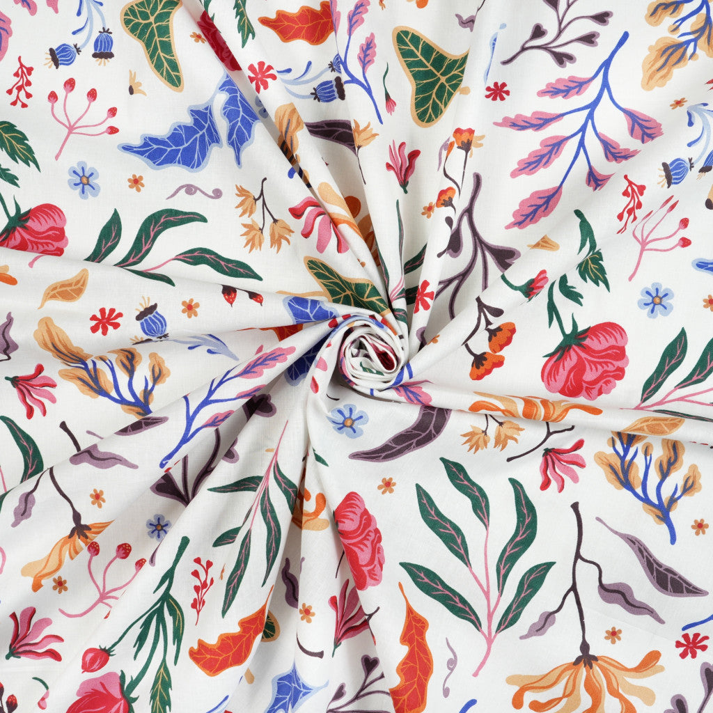Tela de algodón con estampado floral