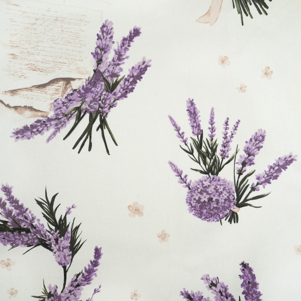 Tissu coton Motif grandes fleurs lavande