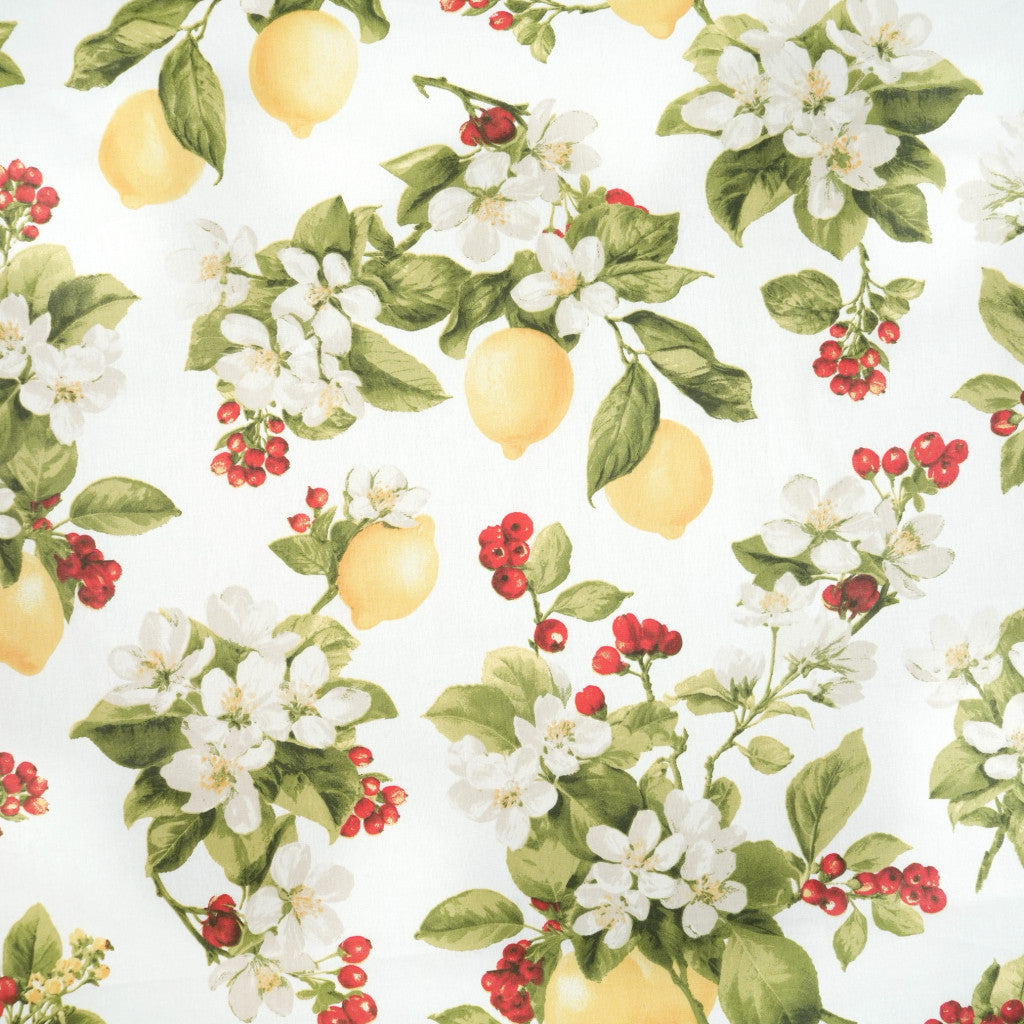Tissu coton Motif fleurs et citrons