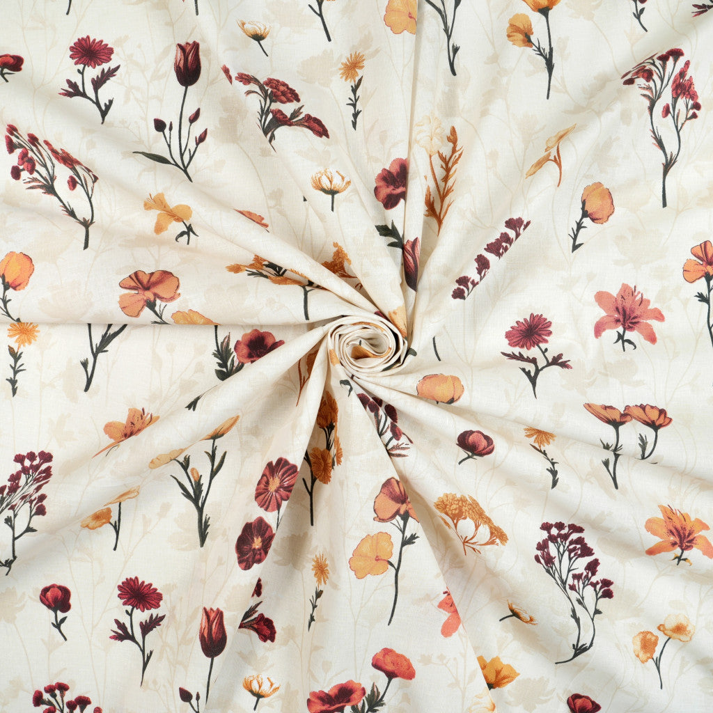 Tela de algodón con estampado floral