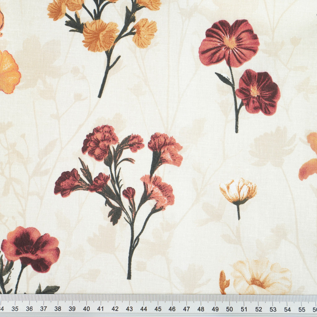 Tela de algodón con estampado floral