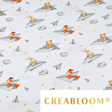 Tissu Coton Motif Animaux Et Avions En Papier