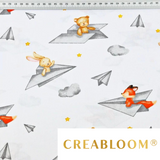 Tissu Coton Motif Animaux Et Avions En Papier