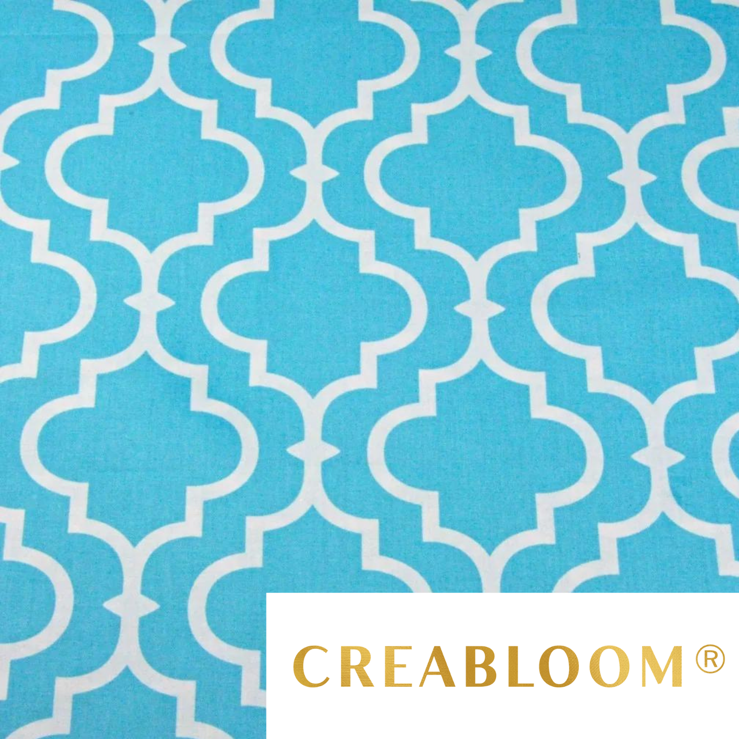 Tissu Coton Imprimé Blanc Et Turquoise