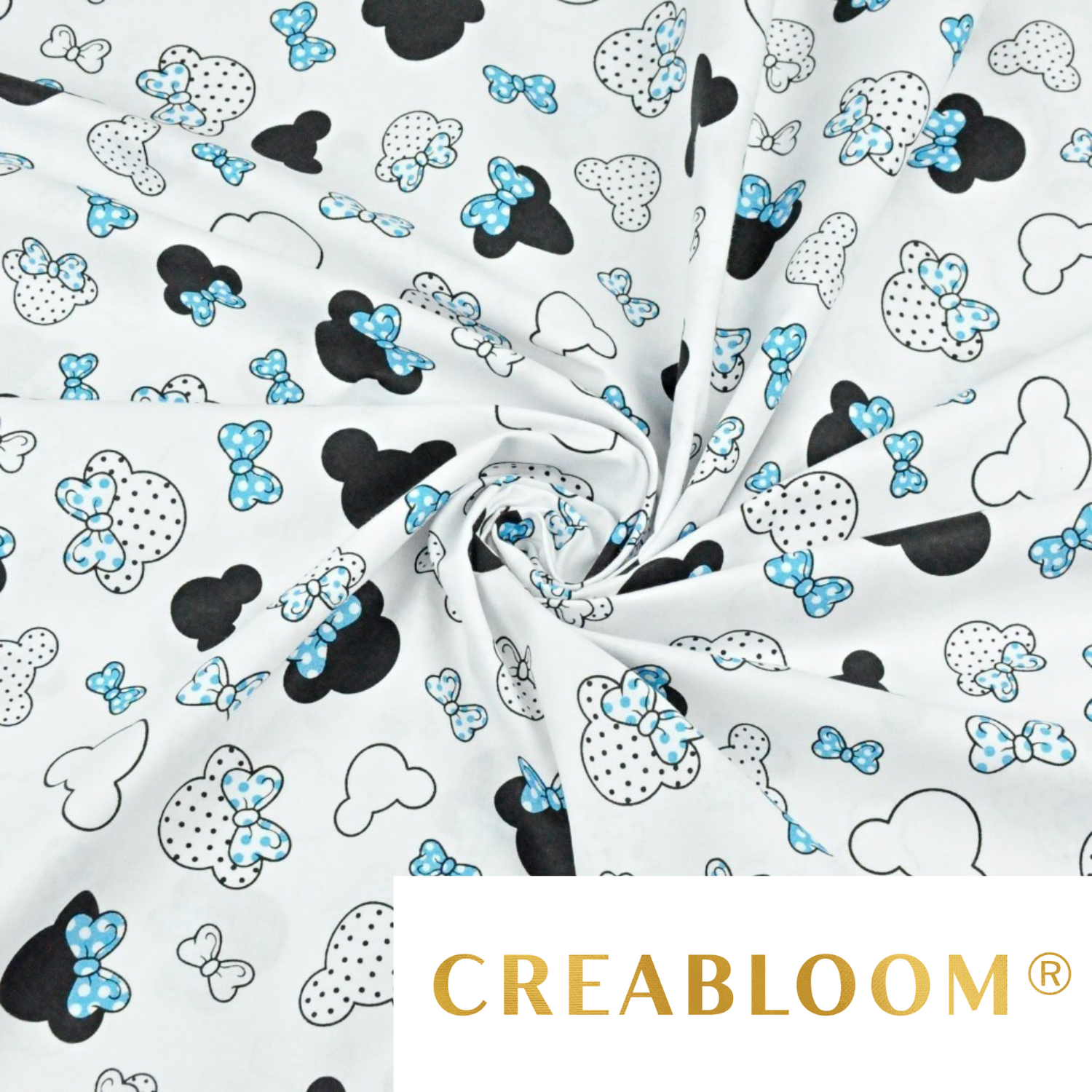 Tissu Coton Motif Souris - Couleur Bleu