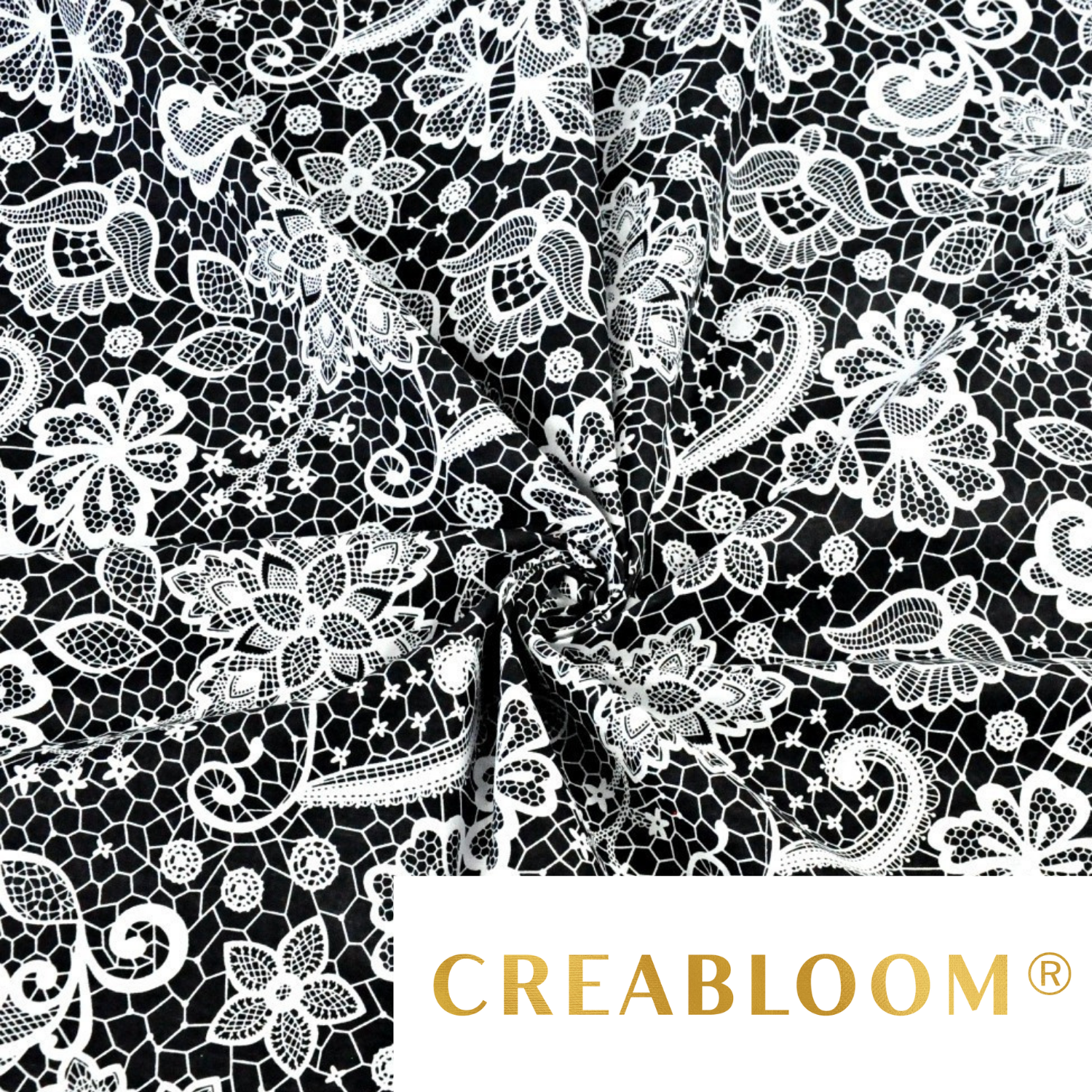 Tissu Coton Motif Fleurs Effet Dentelle
