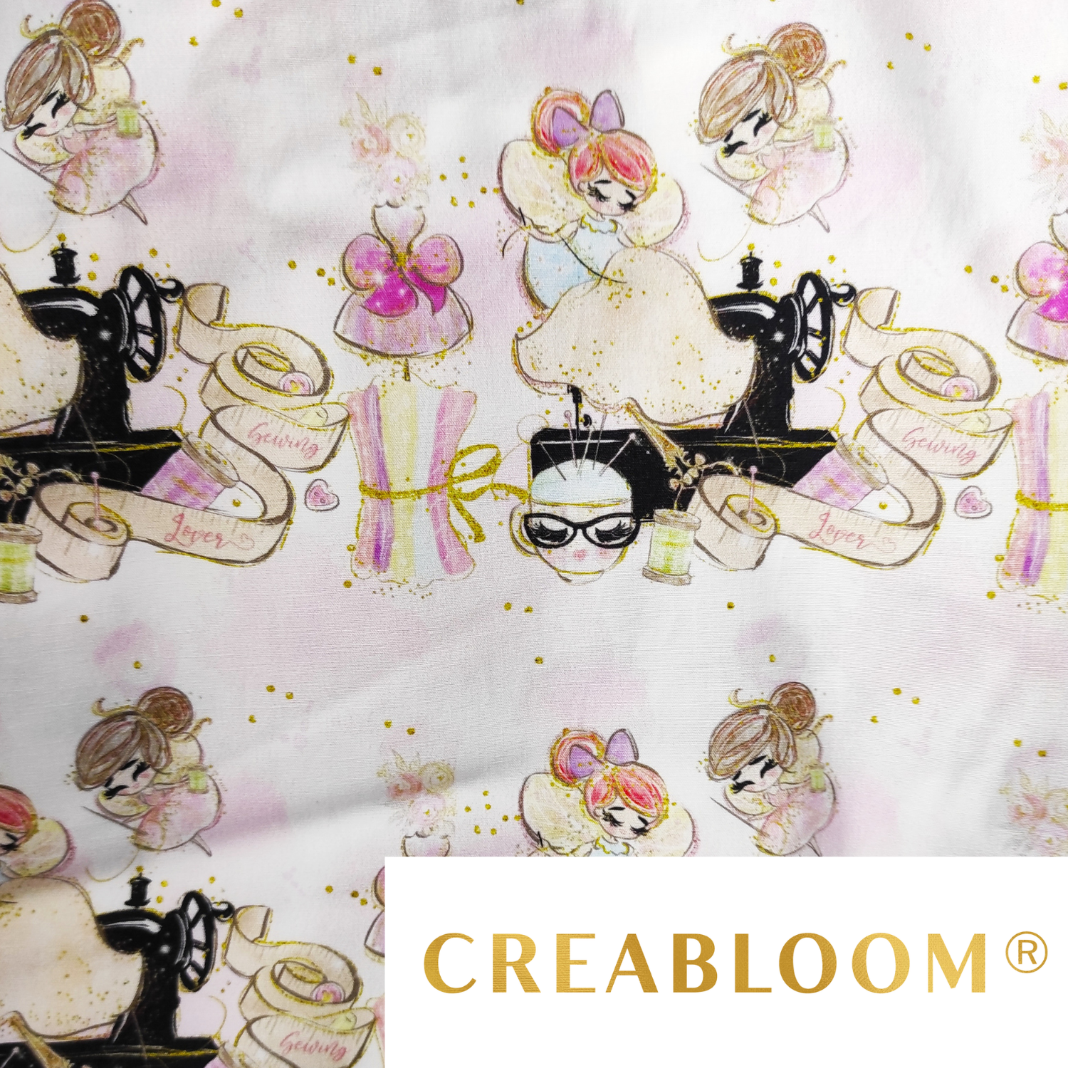 Tissu Coton Motif Couturière