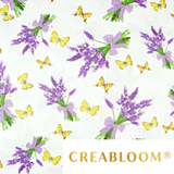 Tissu Coton Motif Papillons Et Lavande