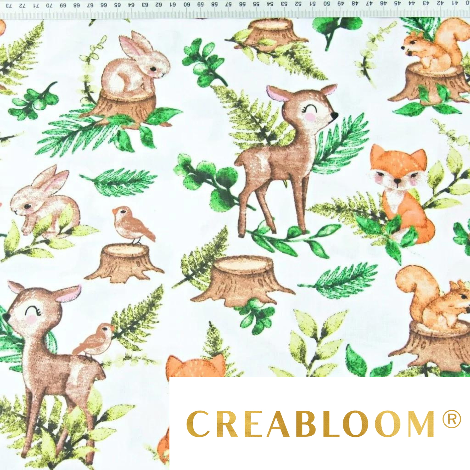 Tissu Coton Motif Animaux Dans La Forêt