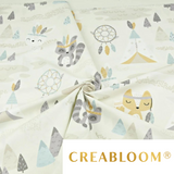 Tissu Coton Motif Animaux Indiens Et Attrape Rêves