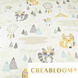 Tissu Coton Motif Animaux Indiens Et Attrape Rêves