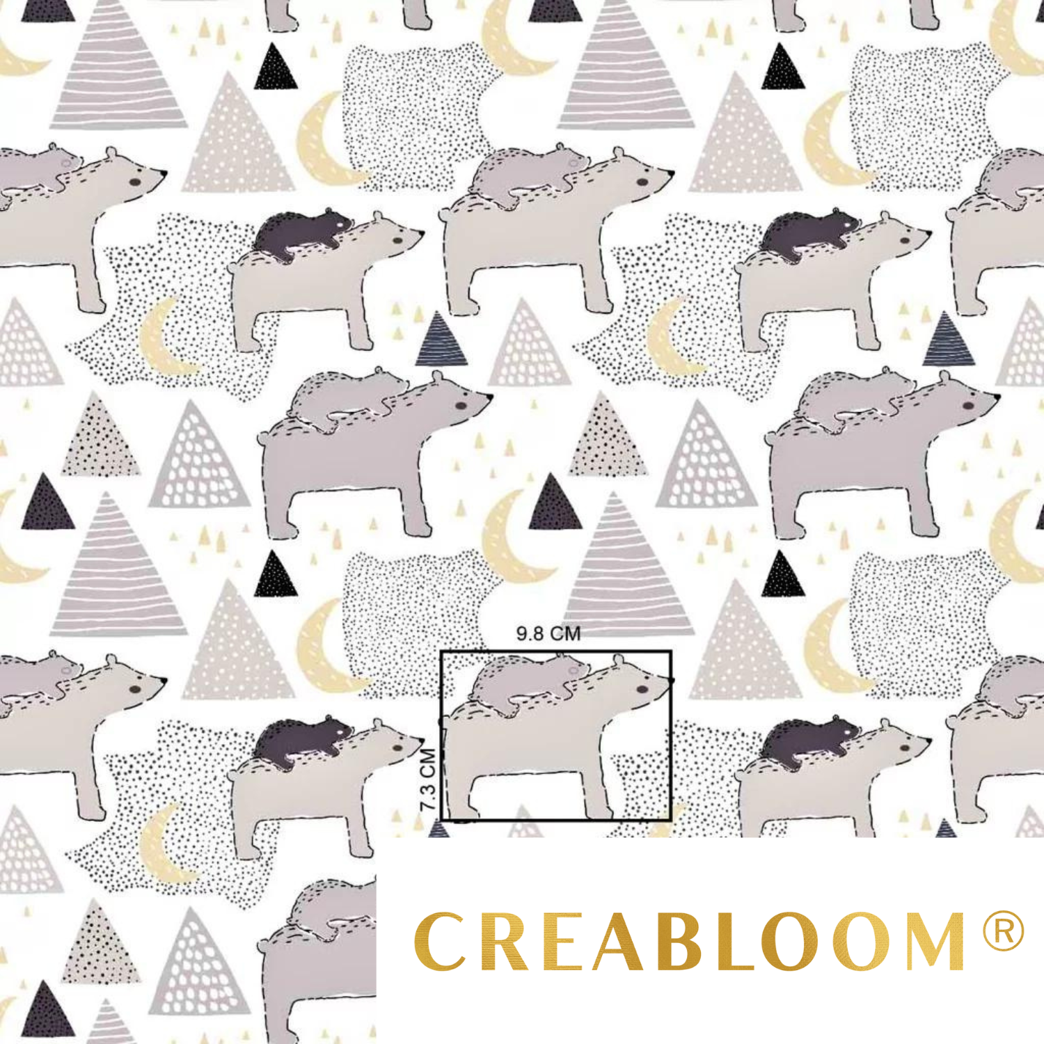 Tissu Coton Motif Ours