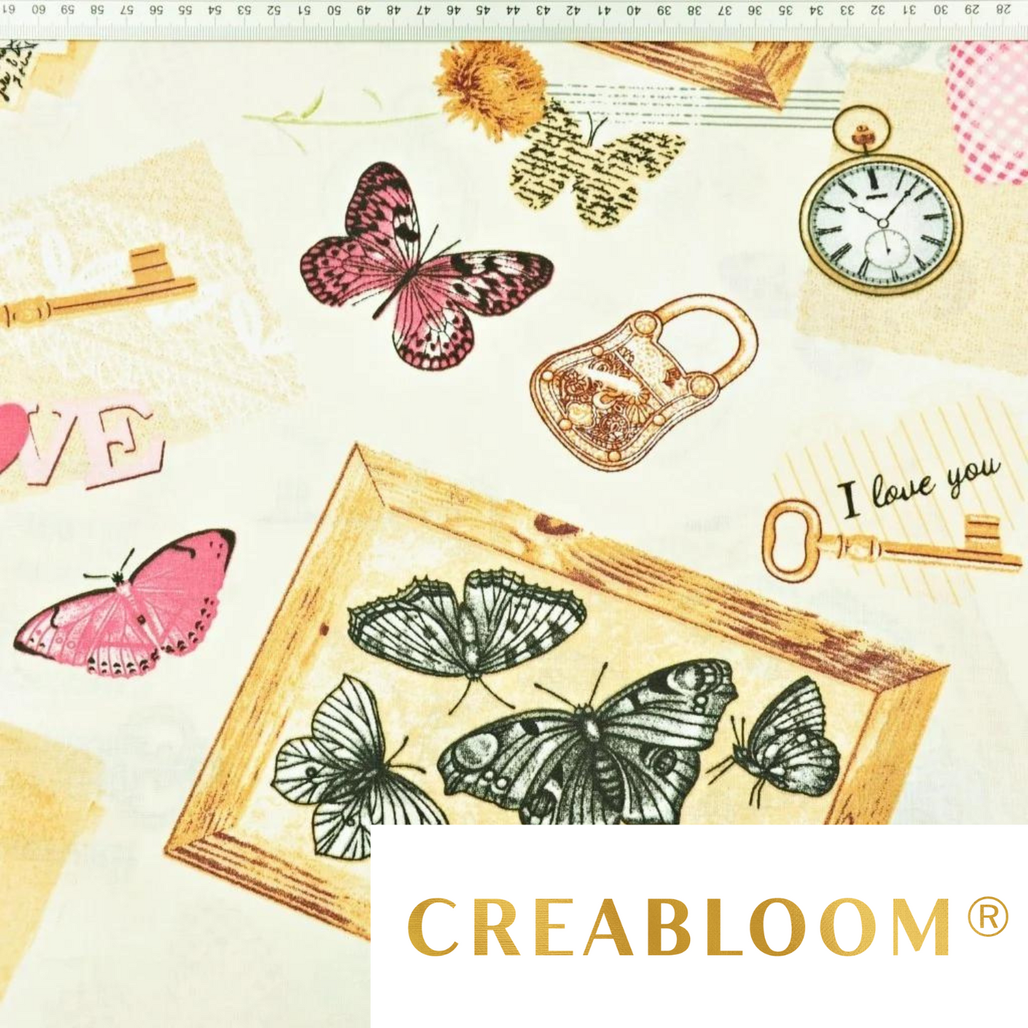 Tissu Coton Motif Vintage Papillons