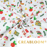 Tissu Coton Motif Noël Fond Blanc