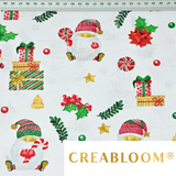 Tissu Coton Motif Noël Fond Blanc