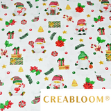Tissu Coton Motif Noël Fond Blanc