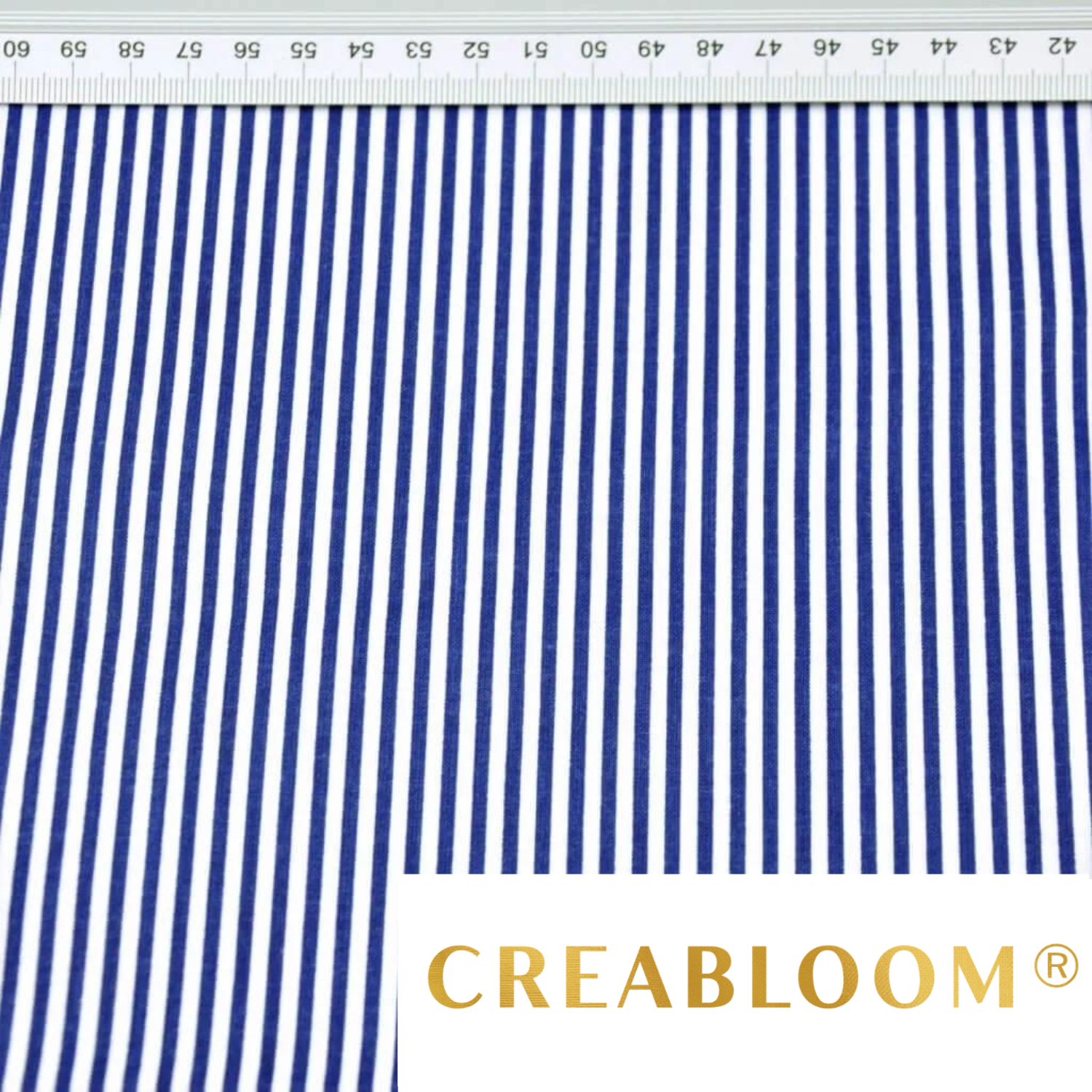 Tissu Coton Imprimé Rayures Blanc Et Marine