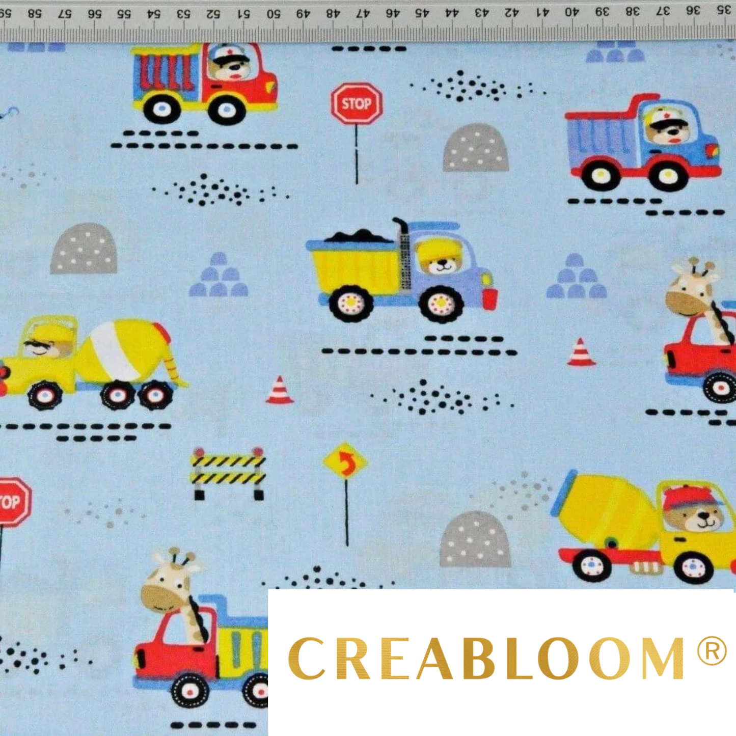 Tissu Coton Motif Animaux Chantier