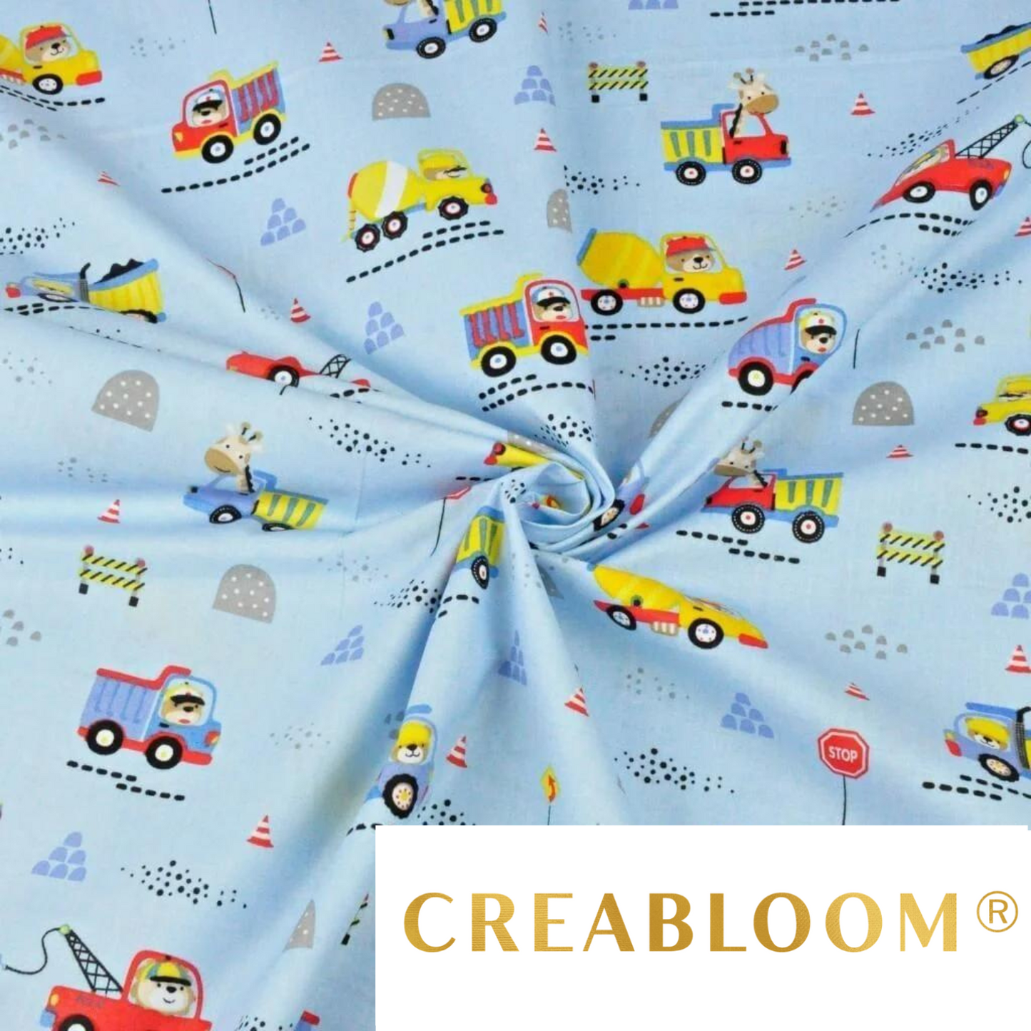 Tissu Coton Motif Animaux Chantier