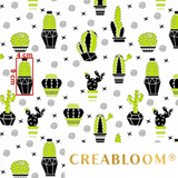 Tissu Coton Motif Cactus