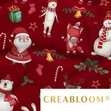Tissu Coton Motif Noël - Rouge