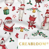 Tissu Coton Motif Noël - Blanc