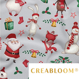 Tissu Coton Motif Noël - Gris
