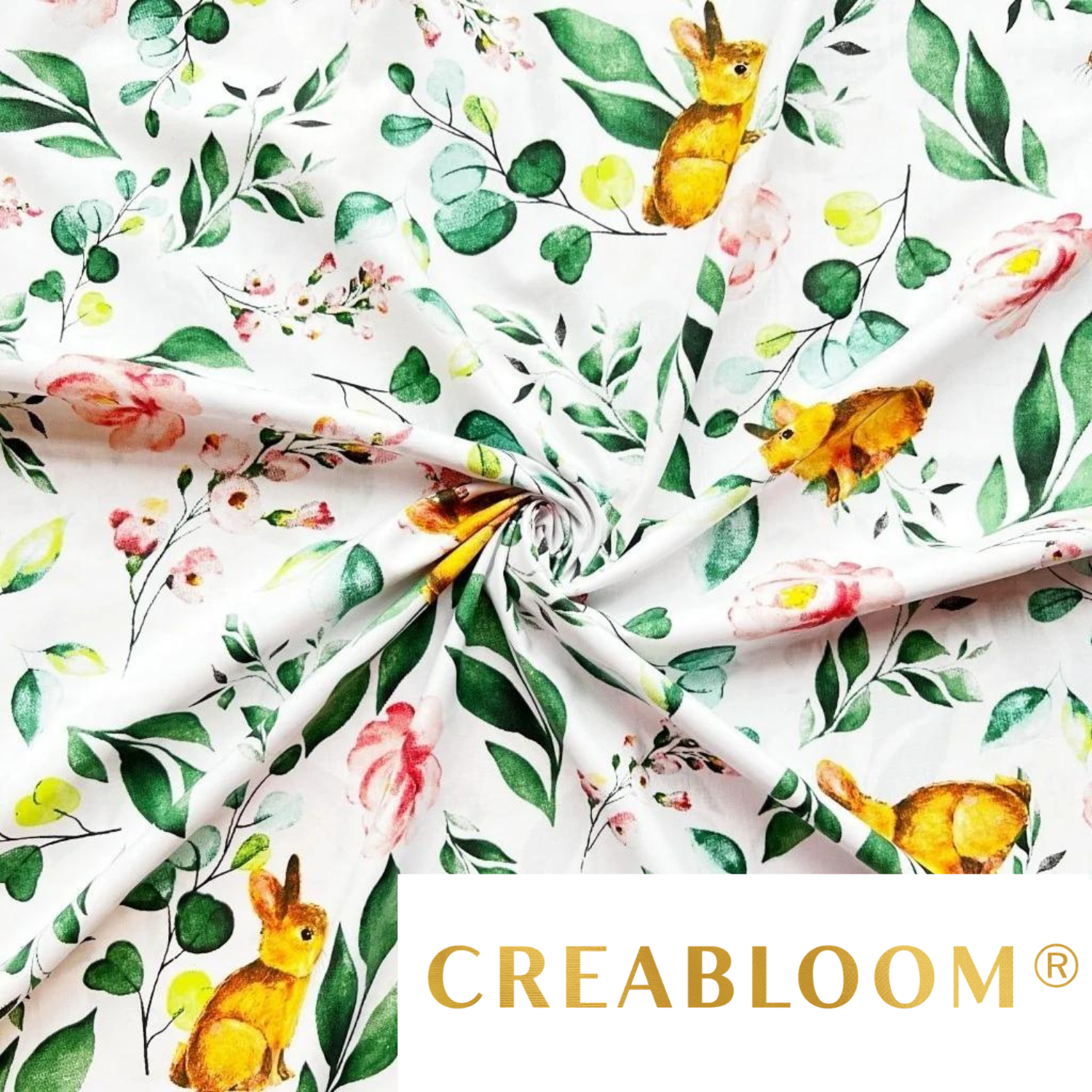 Tissu Coton Imprimé Fleurs Et Lapins