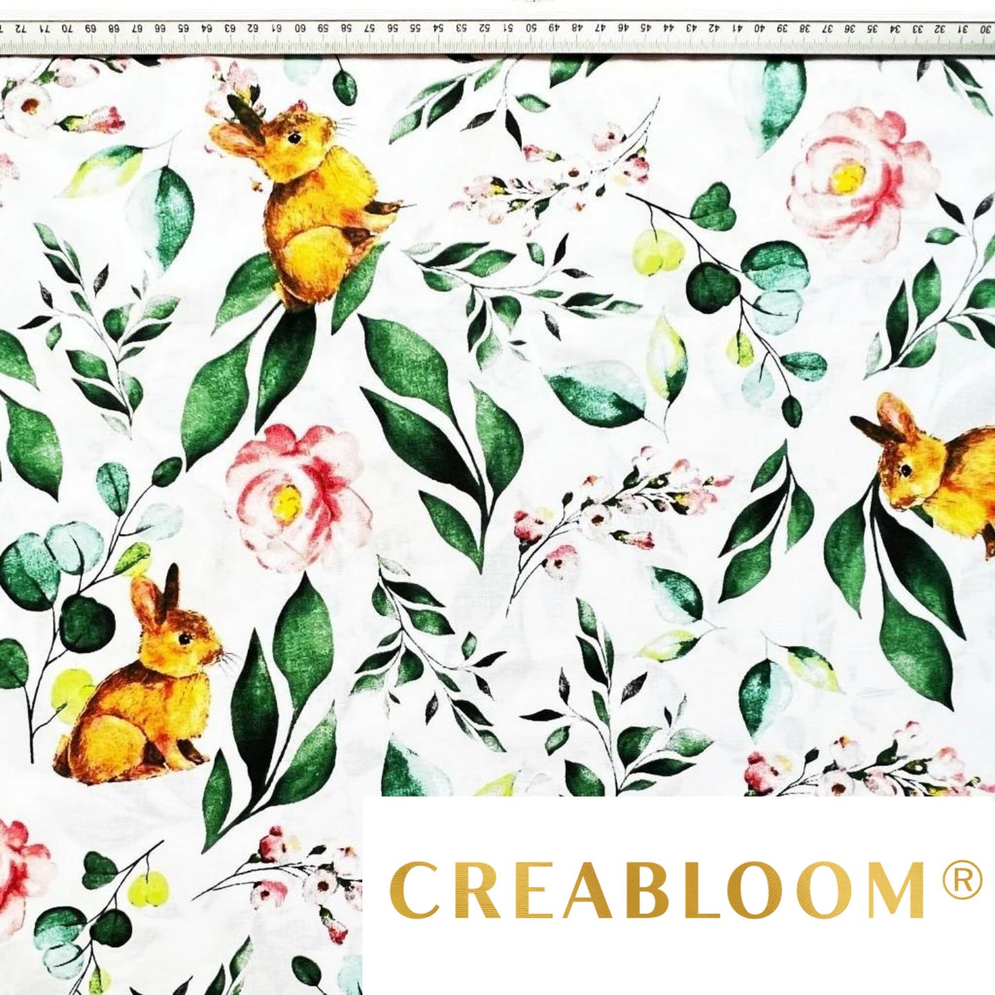 Tissu Coton Imprimé Fleurs Et Lapins