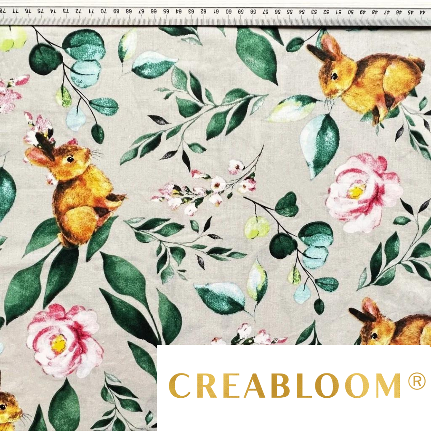Tissu Coton Imprimé Fleurs Et Lapins