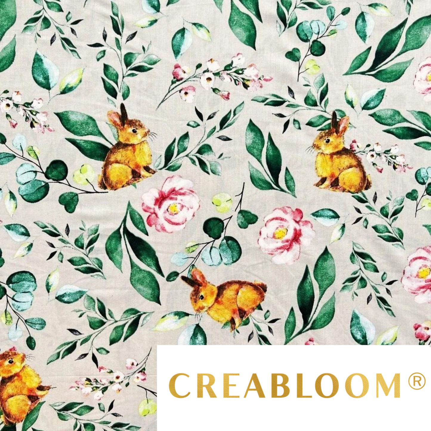 Tissu Coton Imprimé Fleurs Et Lapins