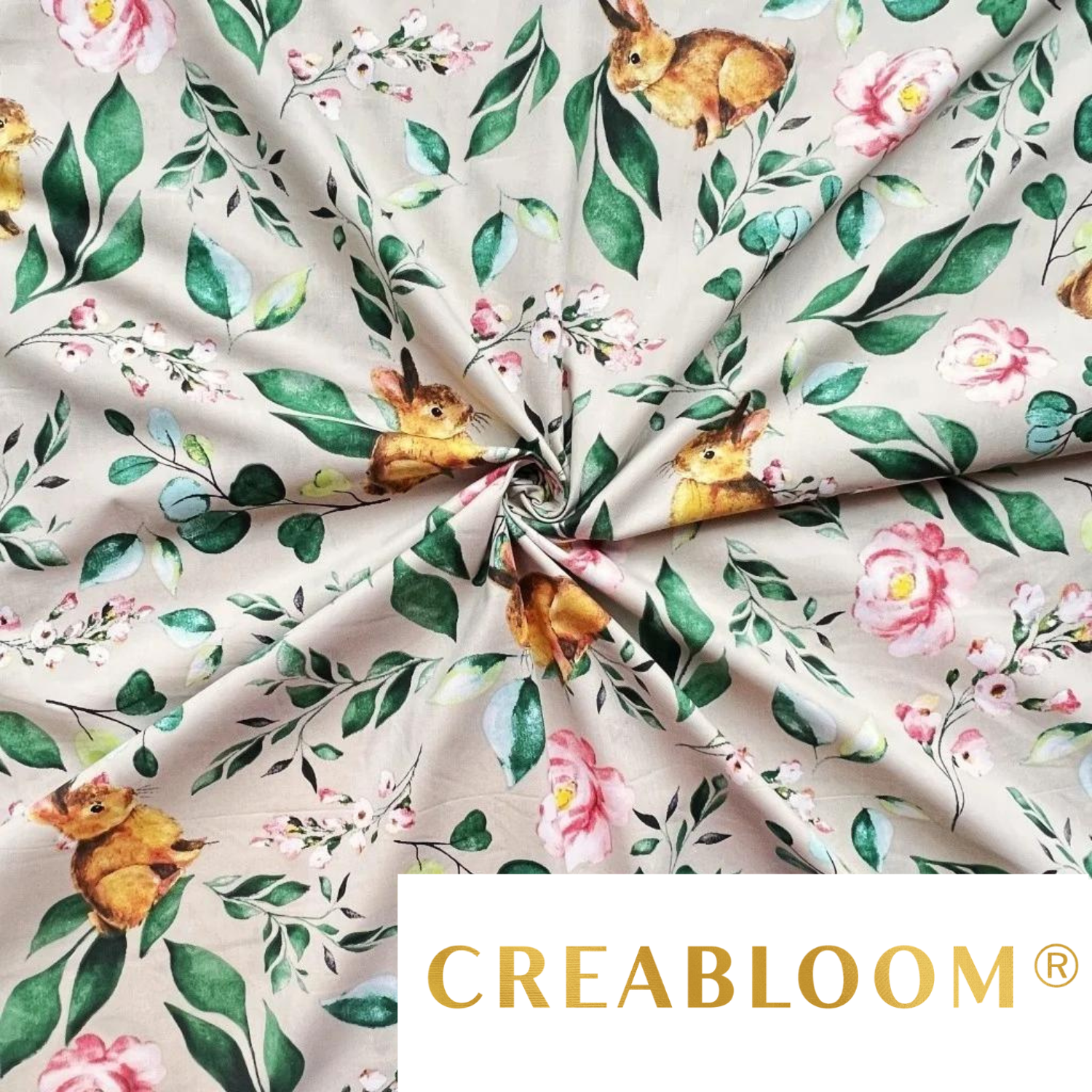 Tissu Coton Imprimé Fleurs Et Lapins
