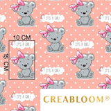 Tissu Coton Motif Oursons - Fond Saumon